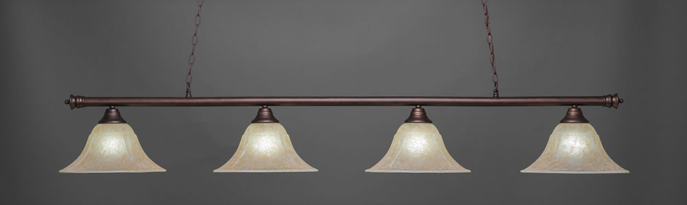 Oxford 4 Light Billiard Light Shown In Bronze Finish With 14" Amber Marble Glass
