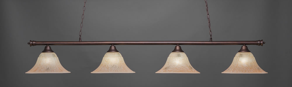 Oxford 4 Light Billiard Light Shown In Bronze Finish With 14" Italian Marble Glass