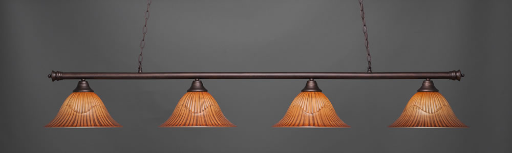 Oxford 4 Light Billiard Light Shown In Bronze Finish With 14" Tiger Glass