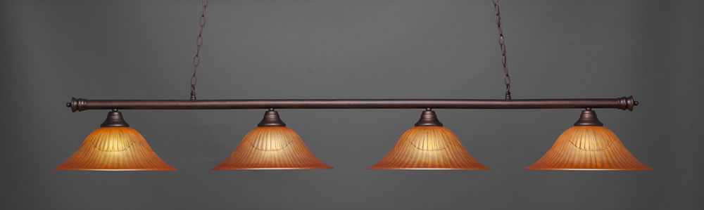 Oxford 4 Light Billiard Light Shown In Bronze Finish With 16" Tiger Glass