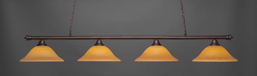 Oxford 4 Light Billiard Light Shown In Bronze Finish With 16" Cayenne Linen Glass