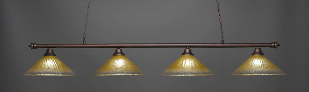 Oxford 4 Light Billiard Light Shown In Bronze Finish With 16" Amber Crystal Glass