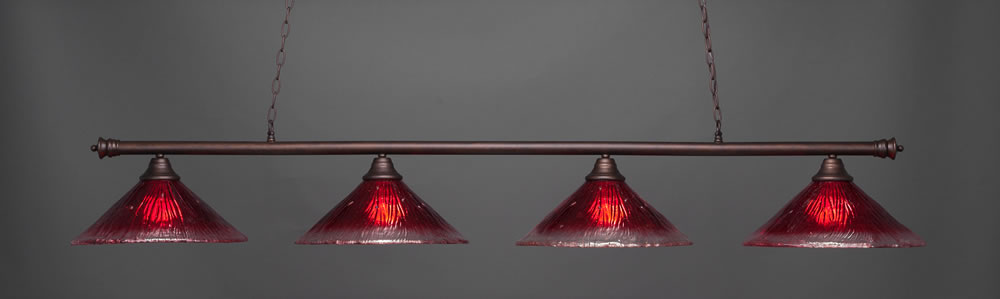 Oxford 4 Light Billiard Light Shown In Bronze Finish With 16" Raspberry Crystal Glass