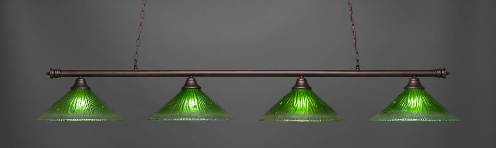 Oxford 4 Light Billiard Light Shown In Bronze Finish With 16" Kiwi Green Crystal Glass