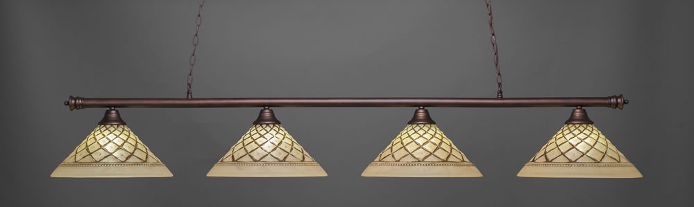 Oxford 4 Light Billiard Light Shown In Bronze Finish With 16" Chocolate Icing Glass