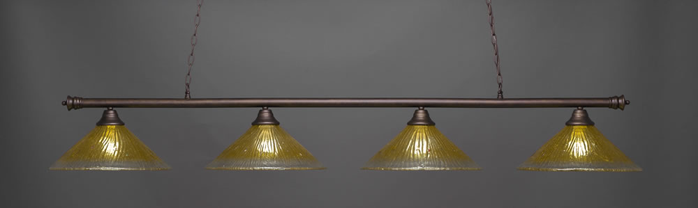 Oxford 4 Light Billiard Light Shown In Bronze Finish With 16" Gold Champagne Crystal Glass