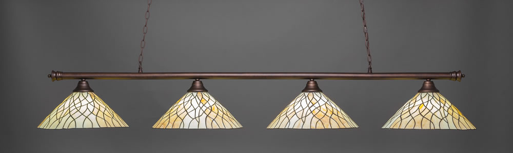 Oxford 4 Light Bar Shown In Bronze Finish With 16" Sandhill Tiffany Glass