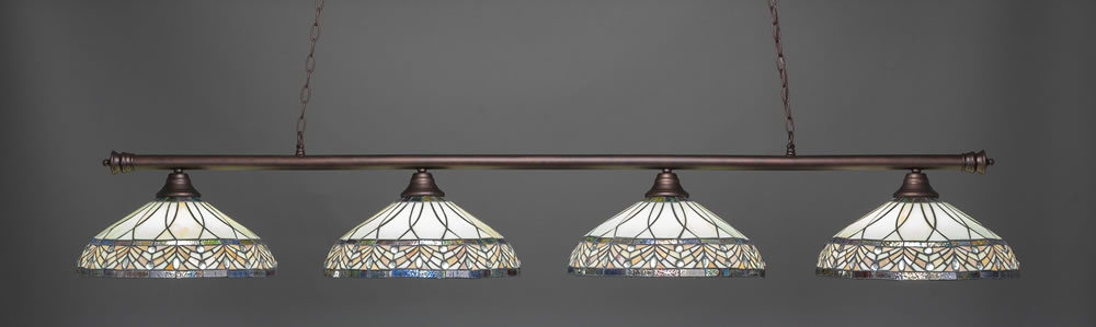 Oxford 4 Light Billiard Light Shown In Bronze Finish With 16" Royal Merlot Tiffany Glass