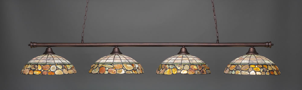 Oxford 4 Light Bar Shown In Bronze Finish With 16" Cobblestone Tiffany Glass