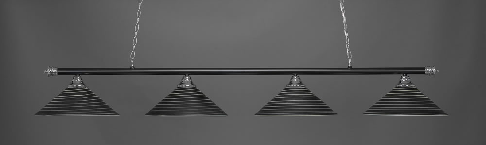 Oxford 4 Light Bar Shown In Chrome And Matte Black Finish With 16" Charcoal Spiral Glass