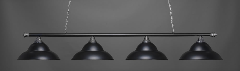 Oxford 4 Light Bar Shown In Chrome And Matte Black Finish With 16" Matte Black Double Bubble Metal Shades"