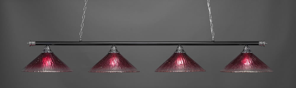 Oxford 4 Light Bar Shown In Chrome And Matte Black Finish With 16" Wine Crystal Glass