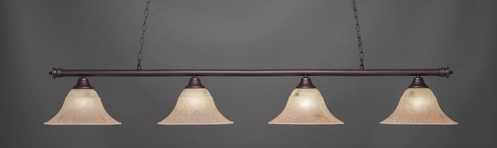 Oxford 4 Light Billiard Light Shown In Dark Granite Finish With 14" Italian Marble Glass