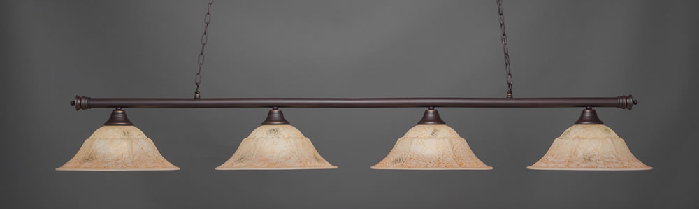 Oxford 4 Light Billiard Light Shown In Dark Granite Finish With 16" Italian Marble Glass