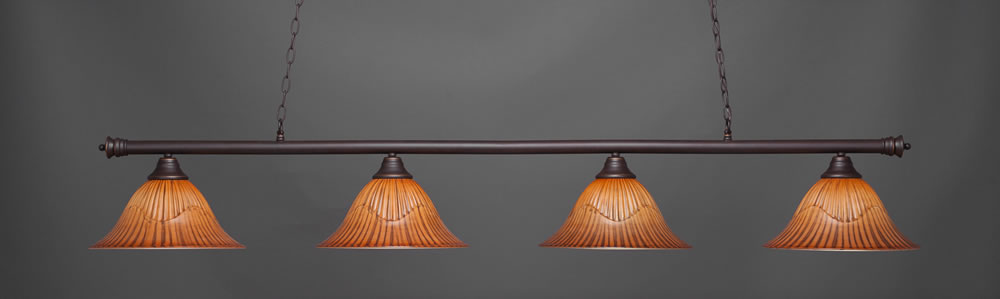 Oxford 4 Light Billiard Light Shown In Dark Granite Finish With 14" Tiger Glass