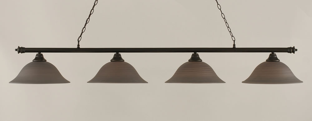 Oxford 4 Light Billiard Light Shown In Dark Granite Finish With 16" Gray Linen Glass