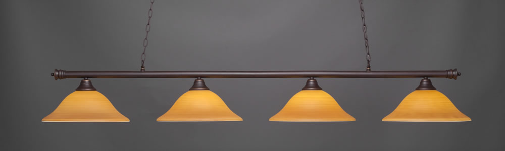 Oxford 4 Light Billiard Light Shown In Dark Granite Finish With 16" Cayenne Linen Glass