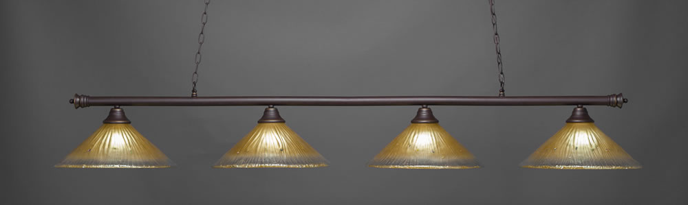 Oxford 4 Light Billiard Light Shown In Dark Granite Finish With 16" Amber Crystal Glass