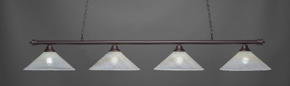 Oxford 4 Light Billiard Light Shown In Dark Granite Finish With 16" Gold Ice Glass