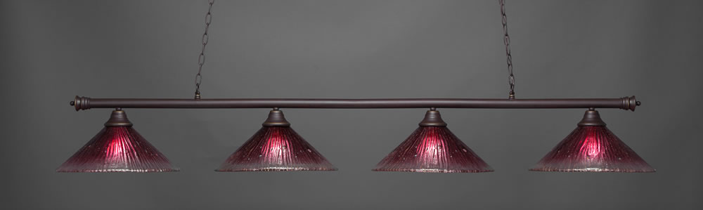 Oxford 4 Light Billiard Light Shown In Dark Granite Finish With 16" Wine Crystal Glass