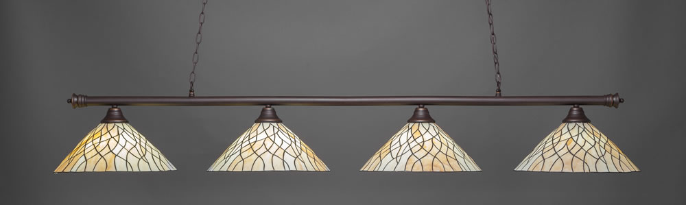 Oxford 4 Light Bar Shown In Dark Granite Finish With 16" Sandhill Tiffany Glass