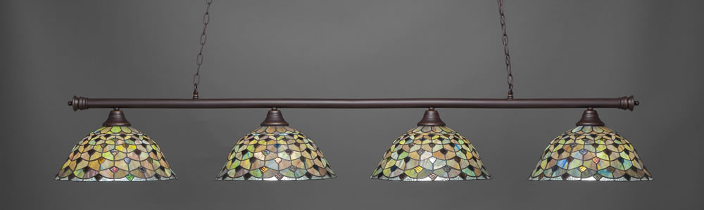 Oxford 4 Light Bar Shown In Dark Granite Finish With 16" Crescent Tiffany Glass