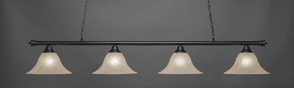 Oxford 4 Light Bar Shown In Matte Black Finish With 14" Amber Marble Glass