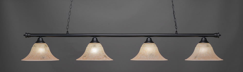 Oxford 4 Light Bar Shown In Matte Black Finish With 14" Italian Marble Glass