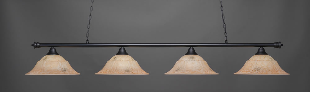 Oxford 4 Light Bar Shown In Matte Black Finish With 16" Italian Marble Glass