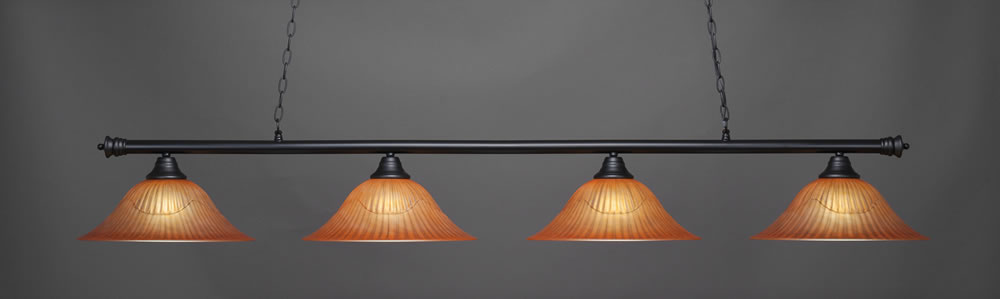 Oxford 4 Light Bar Shown In Matte Black Finish With 16" Tiger Glass