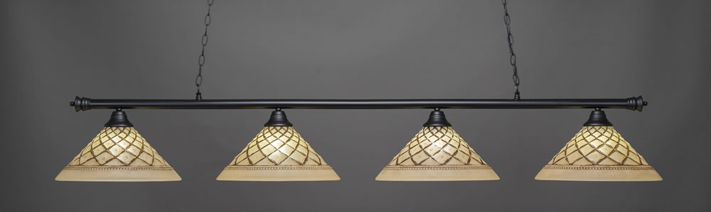 Oxford 4 Light Bar Shown In Matte Black Finish With 16" Chocolate Icing Glass