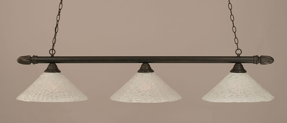Round 3 Light Billiard Light Shown In Dark Granite Finish With 16" Italian Bubble Glass