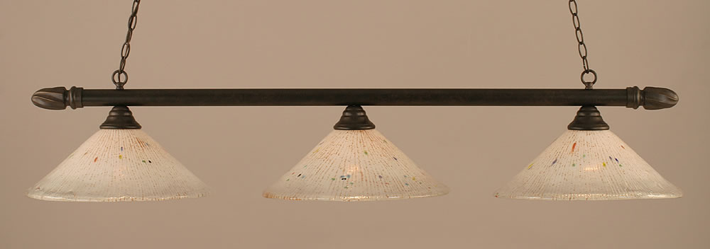 Round 3 Light Billiard Light Shown In Dark Granite Finish With 16" Frosted Crystal Glass