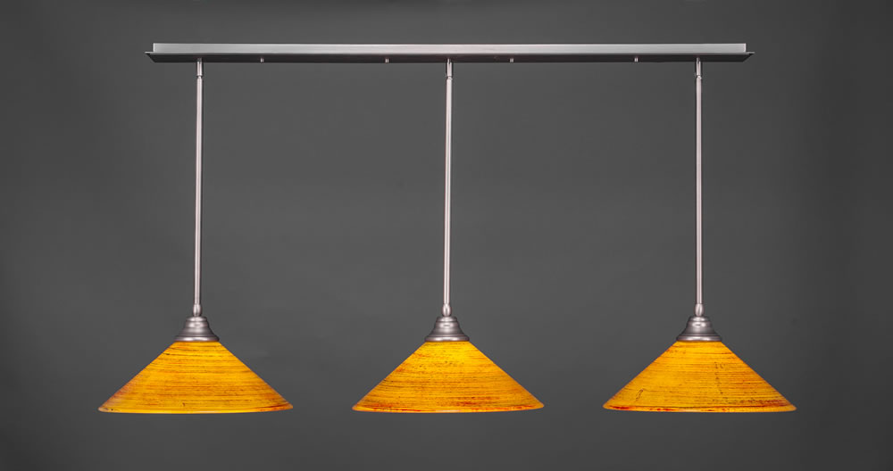 3 Light Multi Light Pendant With Hang Straight Swivels Shown In Brushed Nickel Finish With 16" Firré Saturn Glass