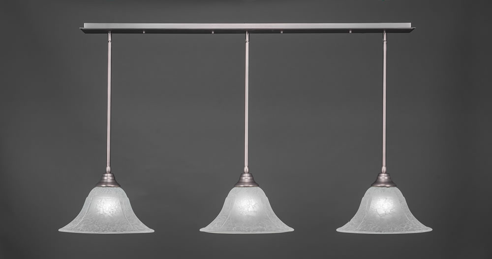 3 Light Multi Light Pendant With Hang Straight Swivels Shown In Brushed Nickel Finish With 14" White Marble Glass