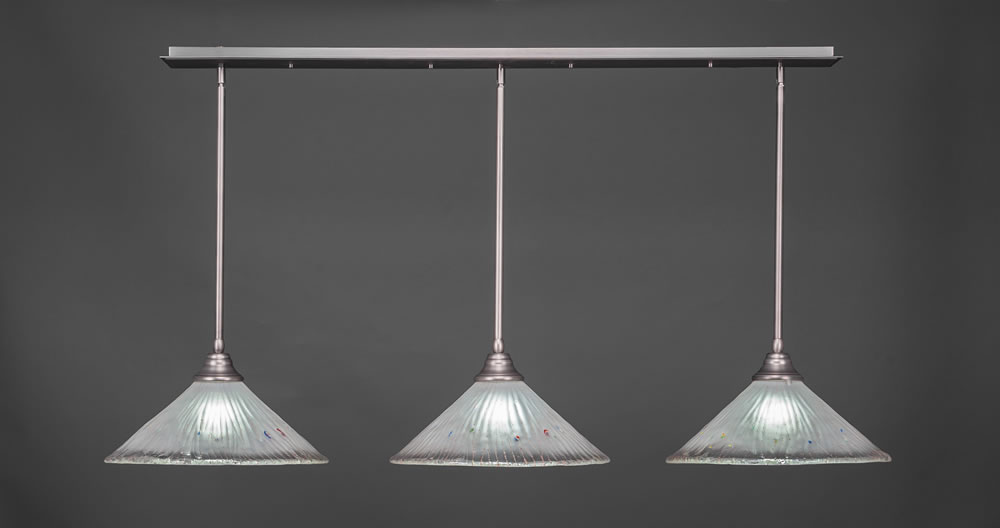 3 Light Multi Light Pendant With Hang Straight Swivels Shown In Brushed Nickel Finish With 16" Frosted Crystal Glass