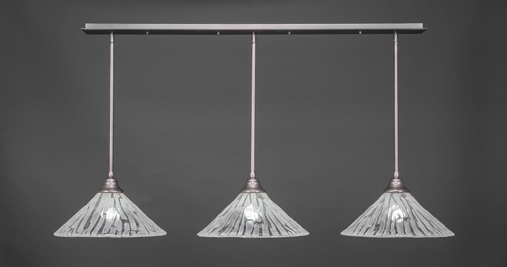 3 Light Multi Light Pendant With Hang Straight Swivels Shown In Brushed Nickel Finish With 16" Italian Ice Glass