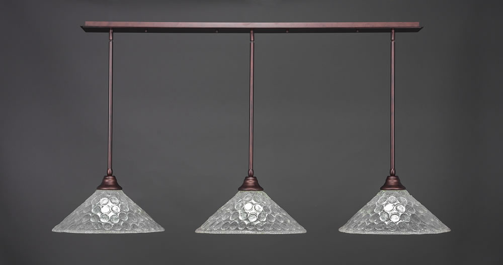 3 Light Multi Light Pendant With Hang Straight Swivels Shown In Bronze Finish With 16" Italian Bubble Glass
