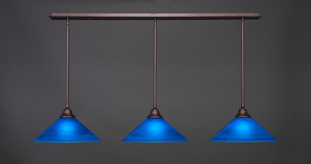 3 Light Multi Light Pendant With Hang Straight Swivels Shown In Bronze Finish With 16" Italian Bubble Glass