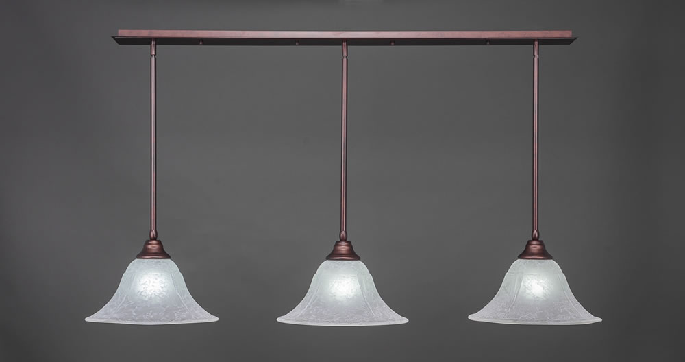 3 Light Multi Light Pendant With Hang Straight Swivels Shown In Bronze Finish With 14" White Marble Glass