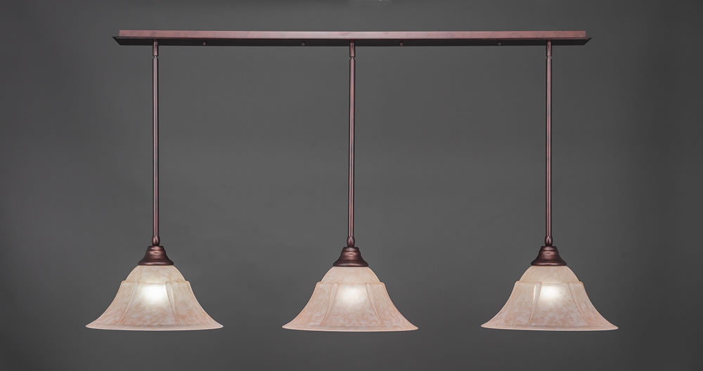 3 Light Multi Light Pendant With Hang Straight Swivels Shown In Bronze Finish With 14" Italian Marble Glass