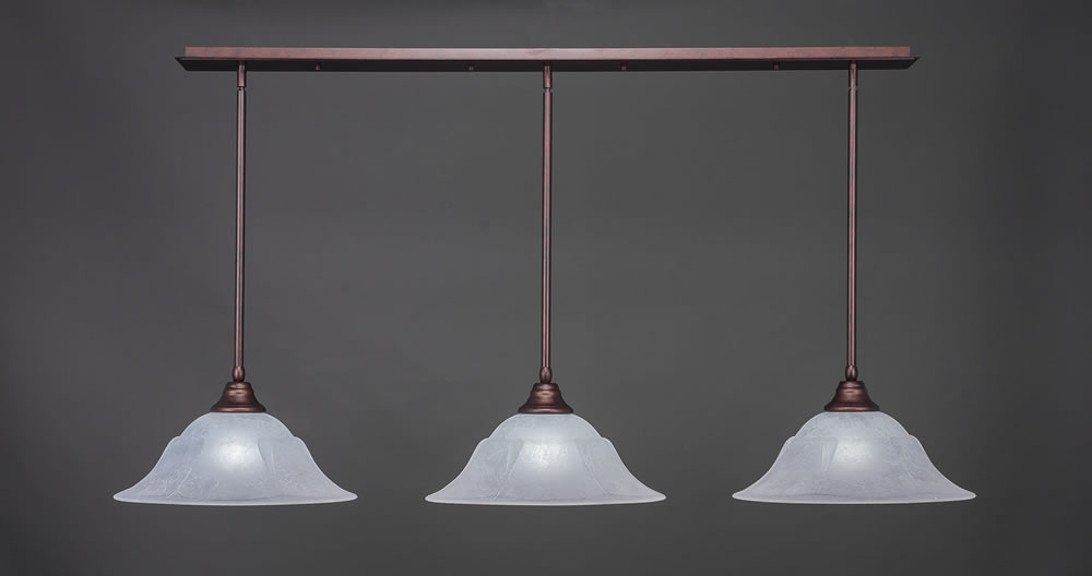 3 Light Multi Light Pendant With Hang Straight Swivels Shown In Bronze Finish With 16" White Marble Glass