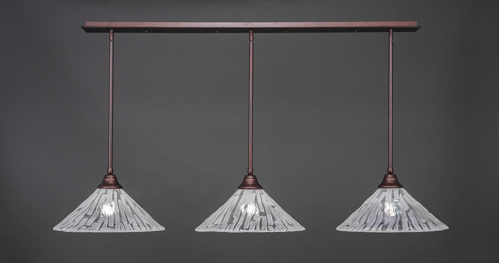 3 Light Multi Light Pendant With Hang Straight Swivels Shown In Bronze Finish With 16" Italian Ice Glass