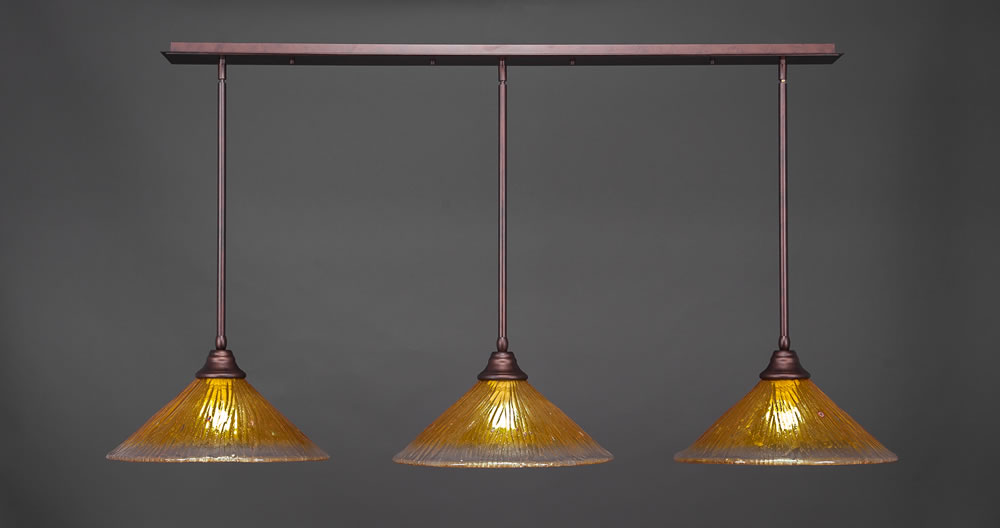 3 Light Multi Light Pendant With Hang Straight Swivels Shown In Bronze Finish With 16" Gold Champagne Crystal Glass