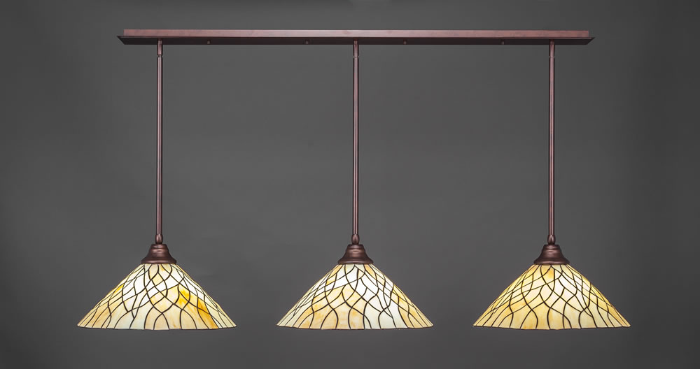 3 Light Multi Light Pendant With Hang Straight Swivels Shown In Bronze Finish With 16" Sandhill Tiffany Glass