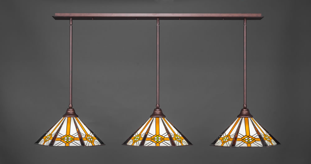 3 Light Multi Light Pendant With Hang Straight Swivels Shown In Bronze Finish With 16" Hampton Tiffany Glass