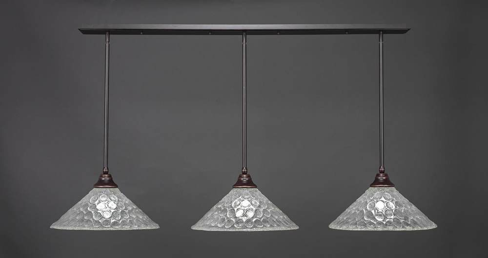 3 Light Multi Light Pendant With Hang Straight Swivels Shown In Dark Granite Finish With 16" Italian Bubble Glass