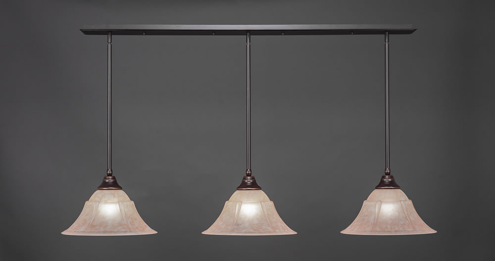 3 Light Multi Light Pendant With Hang Straight Swivels Shown In Dark Granite Finish With 14" Italian Marble Glass