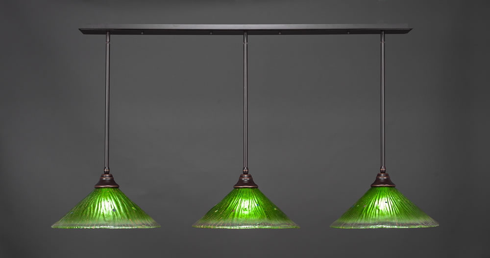 3 Light Multi Light Pendant With Hang Straight Swivels Shown In Dark Granite Finish With 16" Kiwi Green Crystal Glass