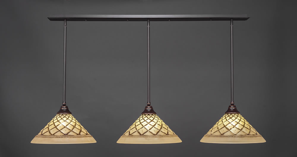 3 Light Multi Light Pendant With Hang Straight Swivels Shown In Dark Granite Finish With 16" Chocolate Icing Glass